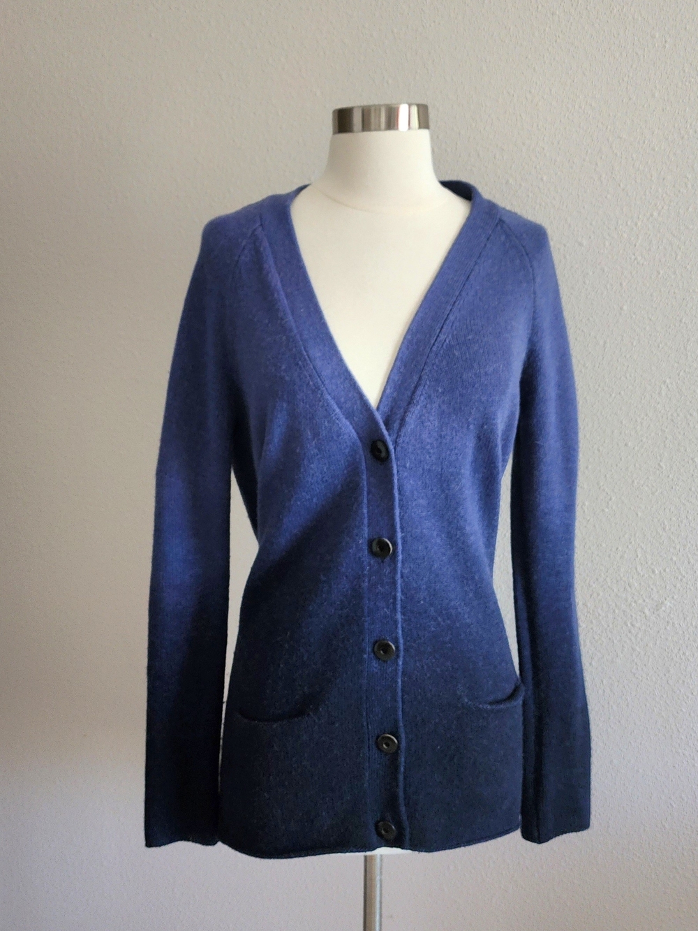 Vince Blue Ombre Wool Alpaca V-Neck Button Cardigan